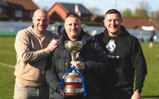 Co managers Bernard Morley (left) and Anthony Johnson (right) guided Radlciffe to the NPL Premier Division title Picture: Barkley Costello