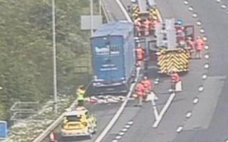 The lorry fire on the M60