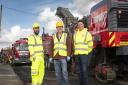 Cllr Alan Quinn with staff from highway maintenance contractor J Hopkins