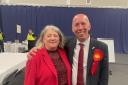 Jackie Schofield, a newly elected councillor for Bradshaw, with Labour Party leader Nick Peel.