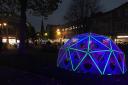 Crowds gather to see the town centre light up in sound and light festival