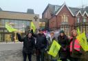 The picket line outside the college