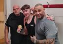 SUCCESS: Coaches Terry Ranking and Barry Smart with Cian Ashworth