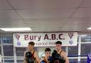 IN ACTION: From left, Bury ABC’s Cassius Hayes, Laurence Boswell and Alfie Corns