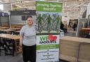Tina Harrison MBE at Radcliffe Market representing Growing Together Radcliffe