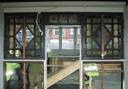 The stained glass screen recently revealed in the Arts and Crafts centre