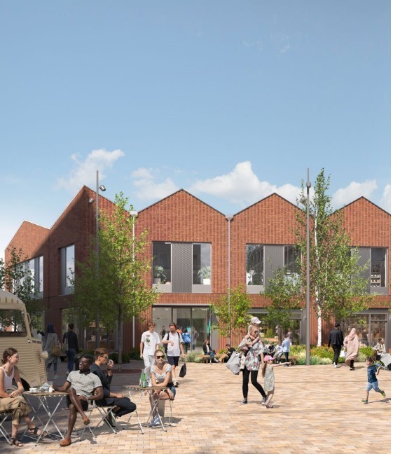 A CGI of the new village square
