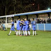 FIVE-STAR SHOW: Rammyplayers celebrate a goal as they ran out 5-0 winners against the visitors on Tuesday night