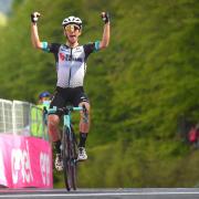 FORM: Bury star Simon Yates celebrates victory on stage 19 of the Giro d’Italia on his way to third overall