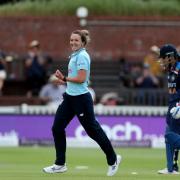 Kate Cross in action for England against India
