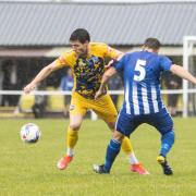 Bobby Grant in action for Radcliffe against Daisy Hill. Picture: Haydan Roberts