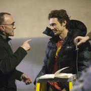 Danny Boyle and James Franco on the set of Boyle's latest film, 127 Hours