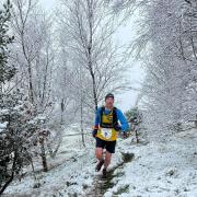 Ian Swan in action at a wintry West Yorkshire fell race