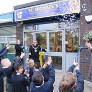 Councillor Sandra Walmsley, the Mayor of Bury, visited St Michael’s Roman Catholic Primary School in Whitefield
