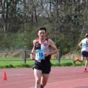 Jack Griffiths in action for the men at the North of England Road Relay Championships