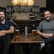 Ralf Little and Will Mellor (Picture: Chris Baker) and (below) on stage with Two Pints at the Albert Hall during their first tour with the show
