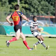 James Matthie scores his fourth try for Trafford MV
