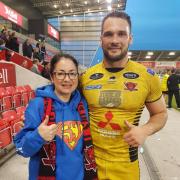 Dawn Fidler with Salford Red Devils' George Griffin