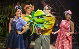 Jenna May,Zweyla Micthell dos Santos, Oliver Mawdsley and Chardai Shaw with Audry II in Little Shop of Horrors (Picture: Pamela Raith)