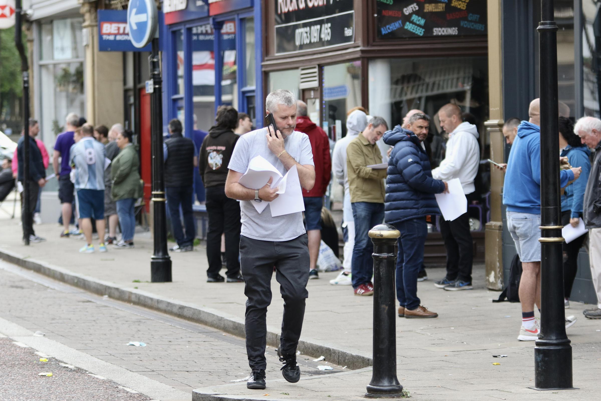 People line up outside Wax and Beans for National Record Day.  Photo Danny Crompton
