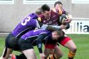 BRACE: Sedgley Park’s Jamie Harrison (with ball) scored two tries at the weekend against Hull Ionians