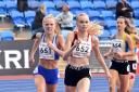 Bury Athletic Club teenager Anna Gisbourne, centre, on her way to the national title in Birmingham