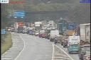 CCTV image of queueing traffic near M66 junction 3