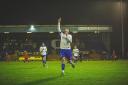 Benito Lowe celebrates his goal against Squires Gate Picture: Jake Shorrocks