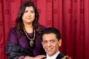 Oldham mayor Cllr Zahid Chauhan, with his wife Afsheen, who served as mayoress