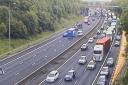 Traffic queues on the M62 on Wednesday morning (May 29)