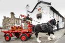 Thwaites' iconic shire horses visited the Two Tubs pub, in Bury#.
