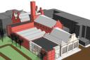 An artist's impression of the Fusiliers Museum, with the new extension and entrance shown bottom right at Moss Street