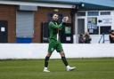 Ed Wilczynski salutes the Bury AFC fans. Picture: Haydan Roberts