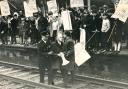 Protestors on the line at Summerseat station, 1967