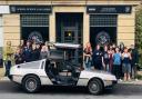 COOL RIDE: Dean arranged for a DeLorean to stop by the School of Rock on the last day of the event in Edenfield