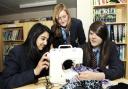 Enterprising: Philips High School pupils, from left, Zainab Rehman, Isobel Jenkinson and Aurelia Linnell