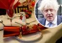 Boris Johnson, pictured by PA inset, and a Christmas party scene, credit to Pixabay.