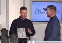 Lee Donaldson Clear Crystal managing director and Shaun Ryan, presenter on Ideal World shopping TV channel