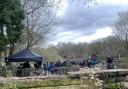 Film crews at Burrs Country Park in Bury