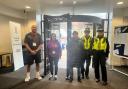 Police attend a knife crime awareness day at Bury College on Thursday