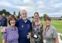 Nigel Hill with the Bury Hospice team at Woodbank Cricket Club
