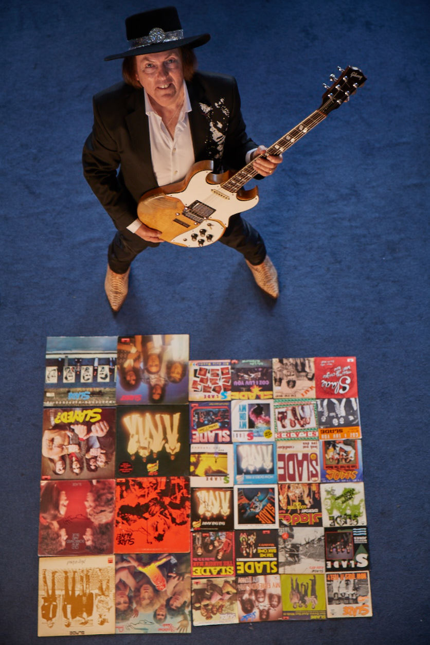 Dave Hill with some of Slades hit releases