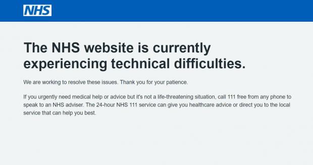 Bury Times: NHS booster website was experiencing technical issues (Screengrab) 