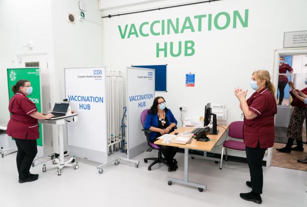 Bury Times: The Vaccination Hub at Croydon University Hospital, south London (PA)