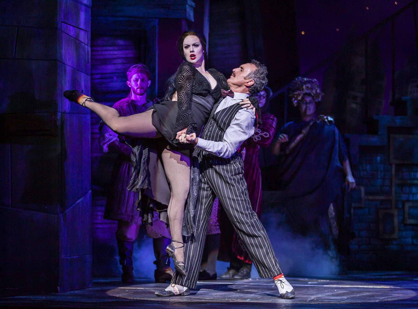 Joanne Clifton as Morticia Addams and Cameron Blakely as Gomez (Picture: Pamela Raith)