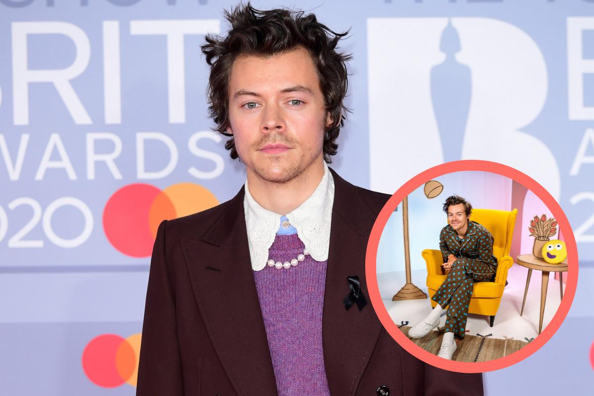 (Background) Harry Styles. ( Circle) Harry Styles on CBeebies Bedtime Story. Credit: PA