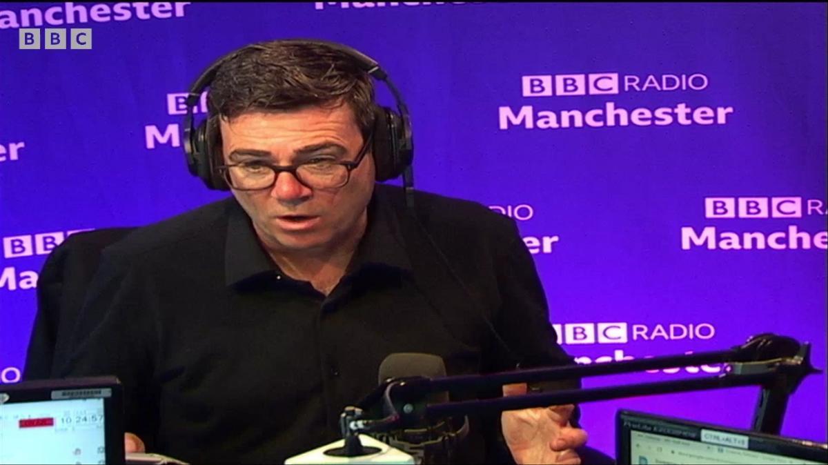 Greater Manchester mayor Andy Burnham in the hot seat on BBC Radio Manchester. June 30 (Picture: BBC)