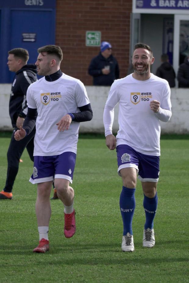 Bury Times: Adam McWilliam and Tom Greaves from Bury AFC men's team