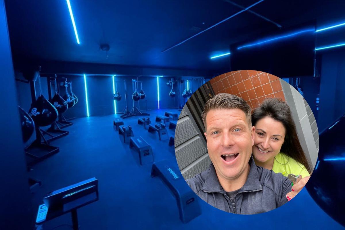 Nick and Louise Phillips, inset, and their gym