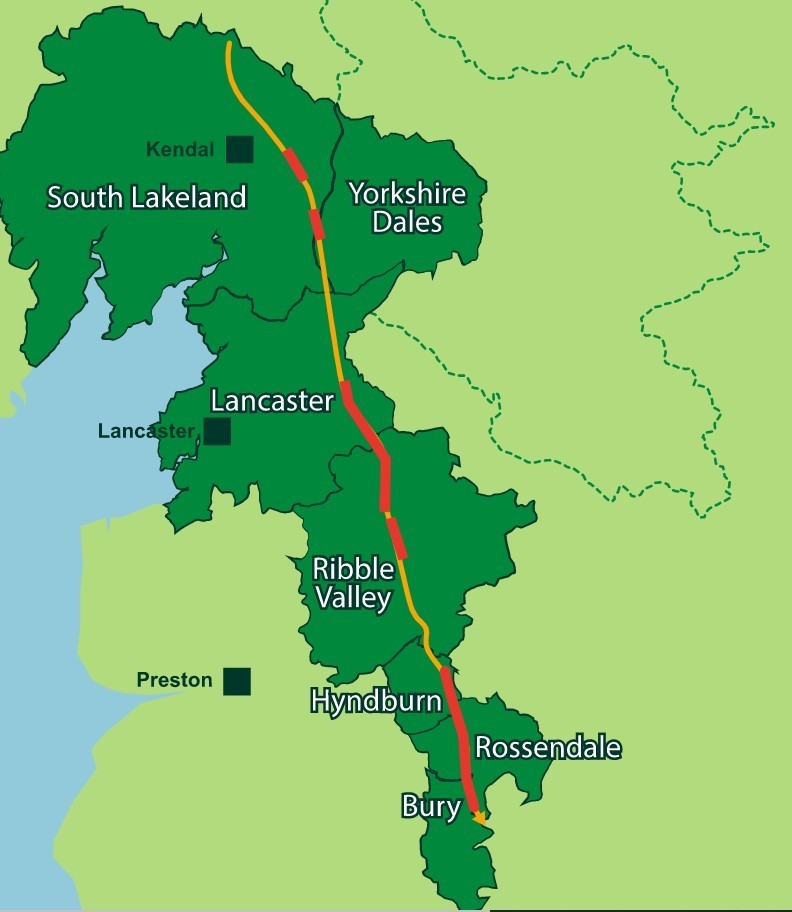 A map showing the entire length of the Haweswater aqueduct